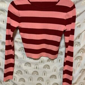 Timing Pink and Red Striped Crop Top